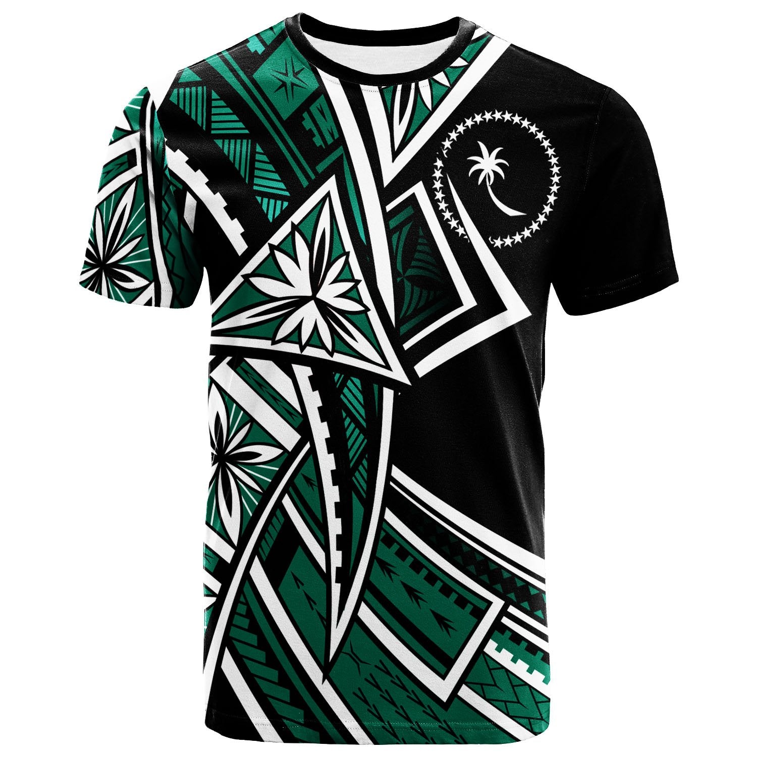 Chuuk T Shirt Tribal Flower Special Pattern Green Color Unisex Green - Polynesian Pride