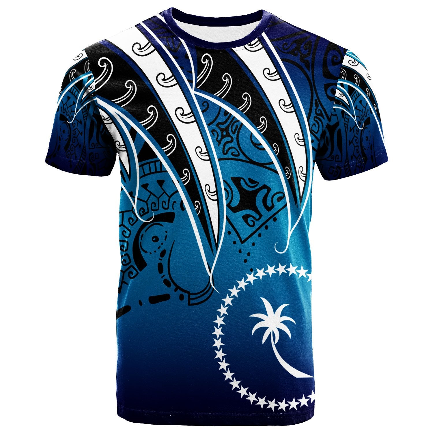 Chuuk T Shirt Tropical Leaf Blue Gradient Style Unisex Blue - Polynesian Pride