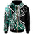 Chuuk Zip Hoodie Tribal Flower Special Pattern Green Color Unisex Green - Polynesian Pride