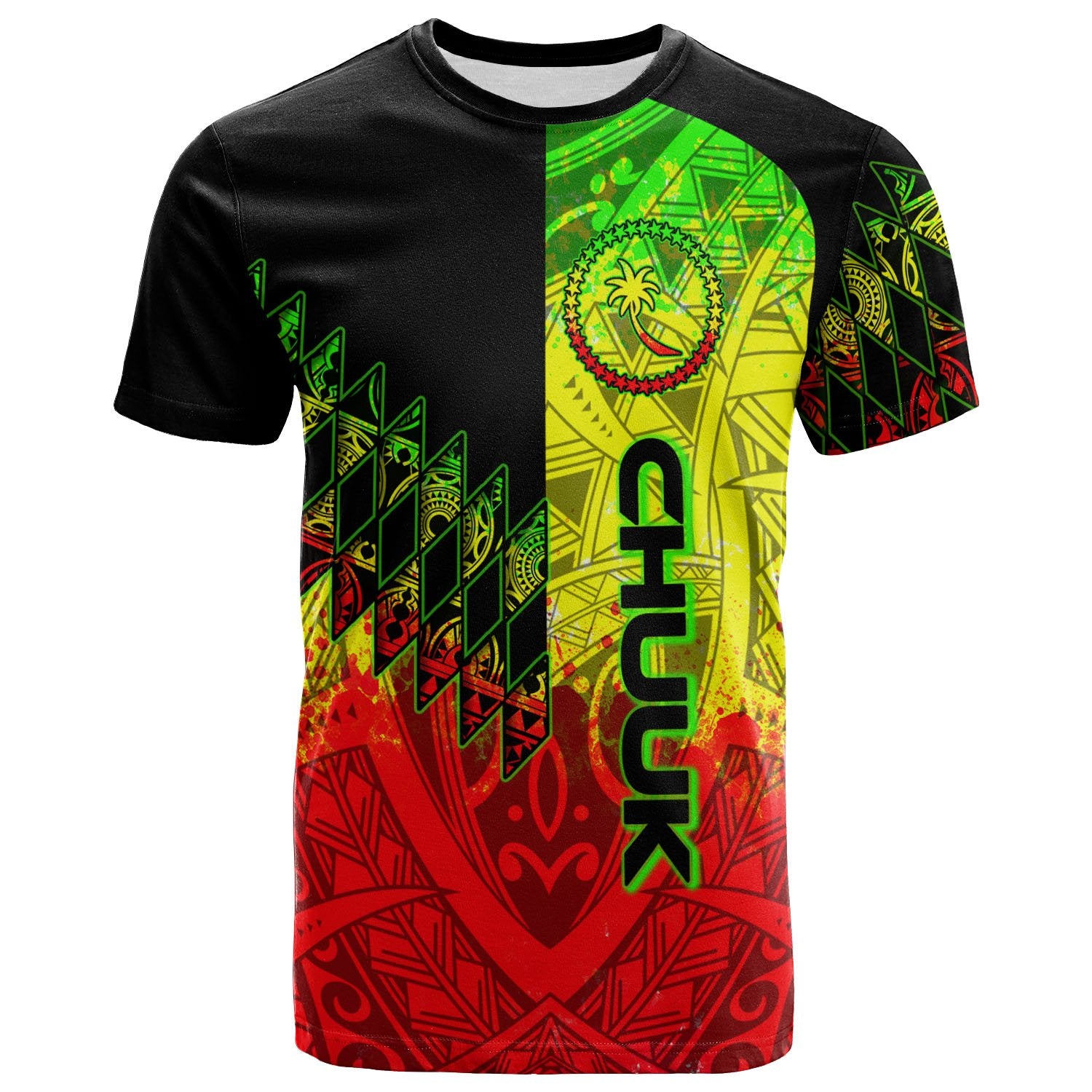 Chuuk T Shirt Reggage Color Symmetry Style Unisex Black - Polynesian Pride