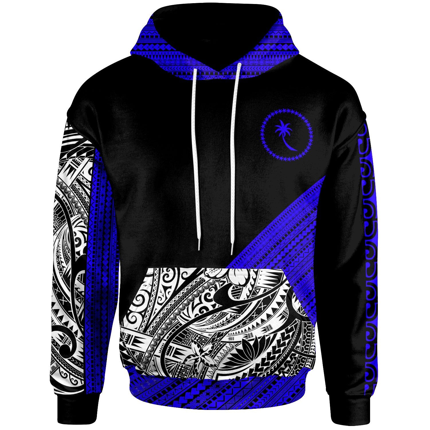 Chuuk Custom Hoodie Polynesian Diagonal Pattern Dark Blue Unisex Dark Blue - Polynesian Pride