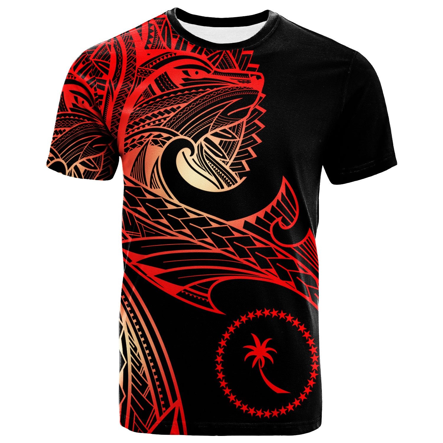 ChuukT Shirt Leader Wolf Is You Red Gradient Color Unisex Black - Polynesian Pride