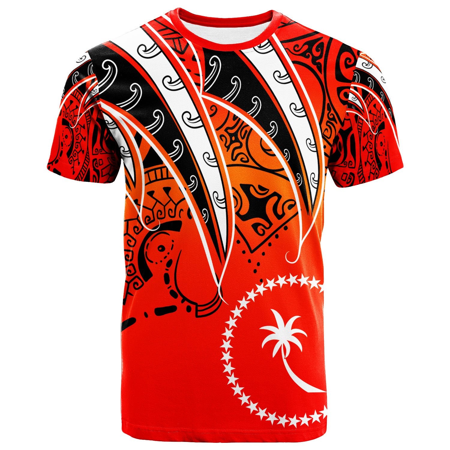 Chuuk T Shirt Tropical Leaf Red Gradient Style Unisex Red - Polynesian Pride