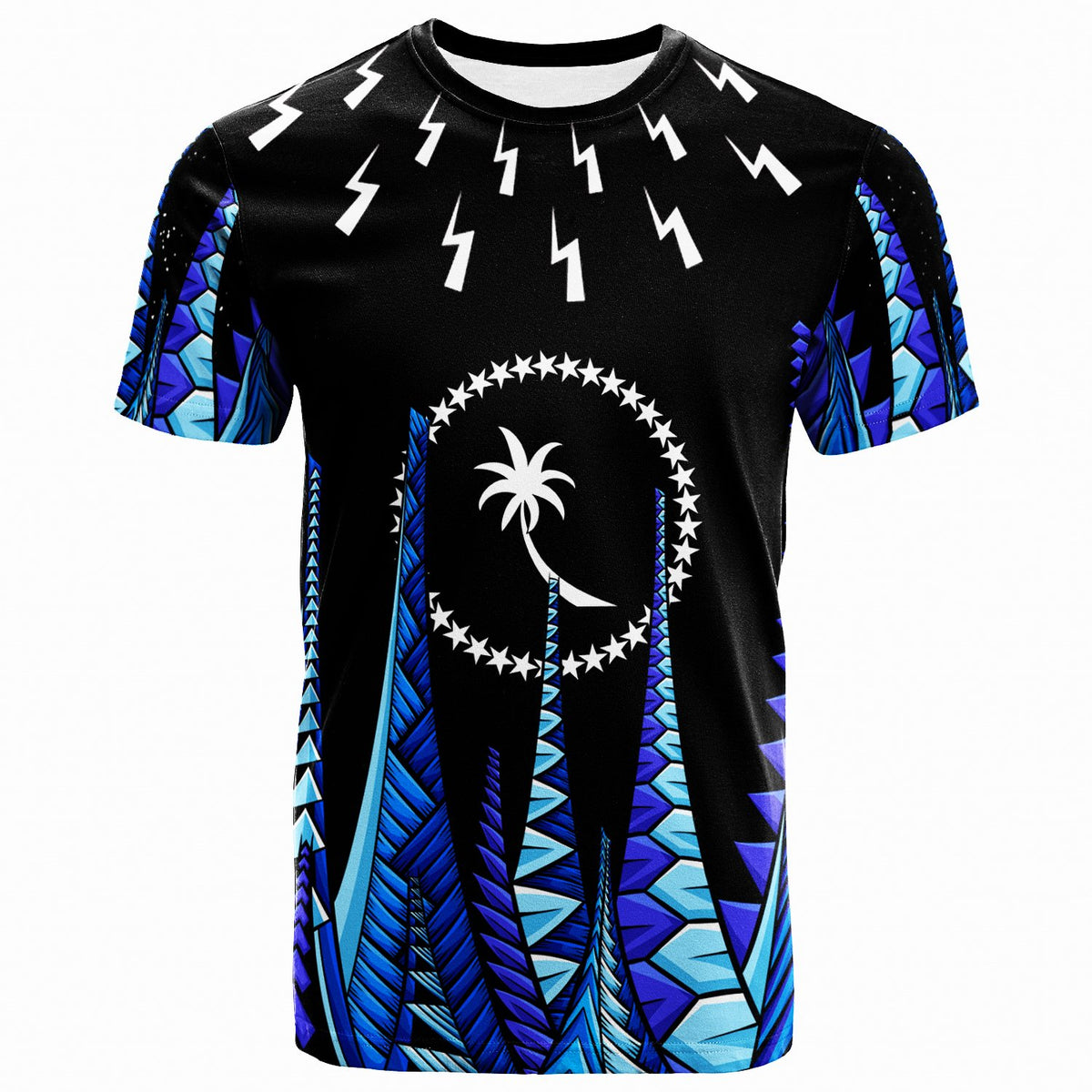 Chuuk T Shirt Thunder Bolt Seamless Pattern Unisex Blue - Polynesian Pride