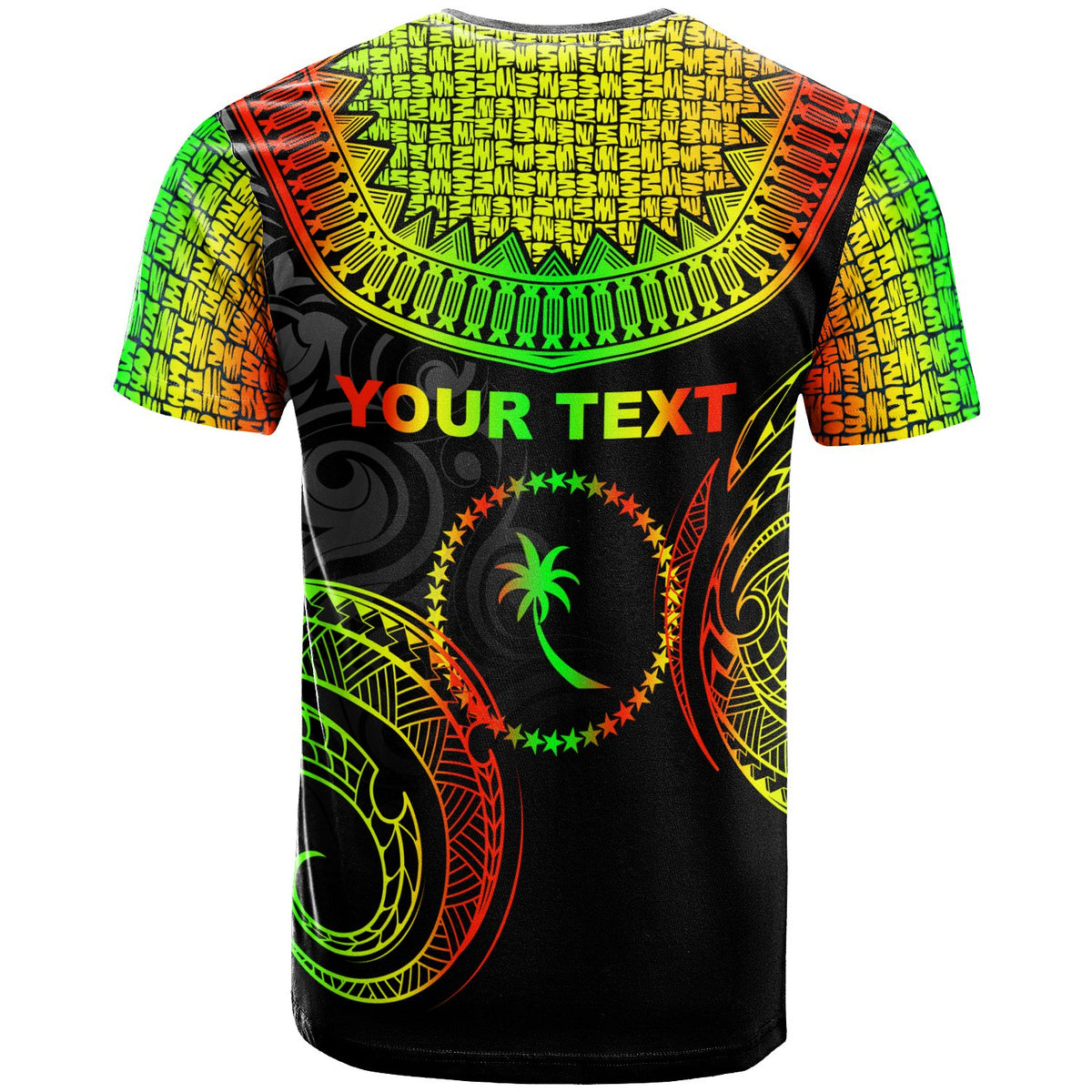 Chuuk Custom T Shirt Unique Serrated Texture Reggae - Polynesian Pride