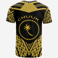 Chuuk Custom T Shirt Unique Eagle Feather Texture Black Yellow - Polynesian Pride