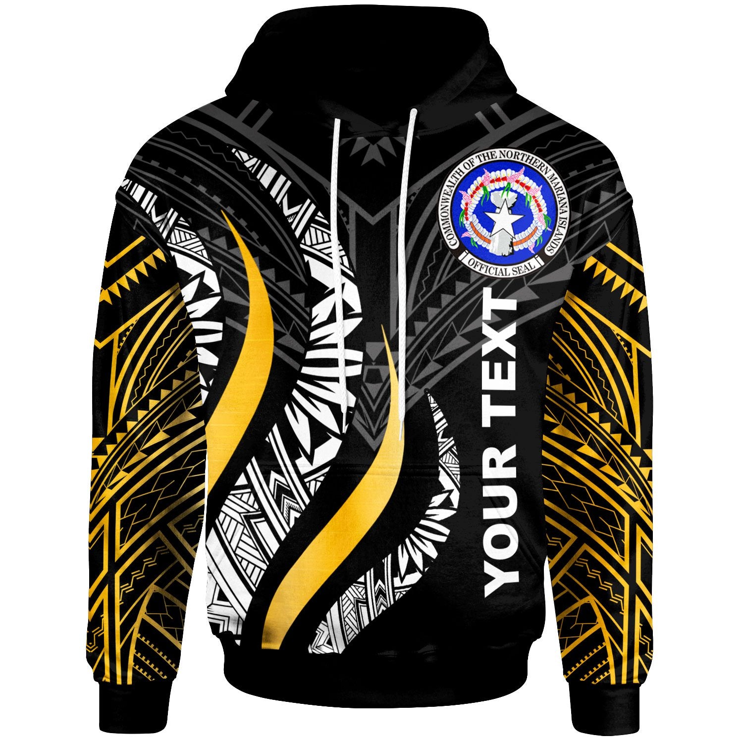 CNMI Custom Hoodie CNMI Strong Fire Pattern Unisex GOLD - Polynesian Pride