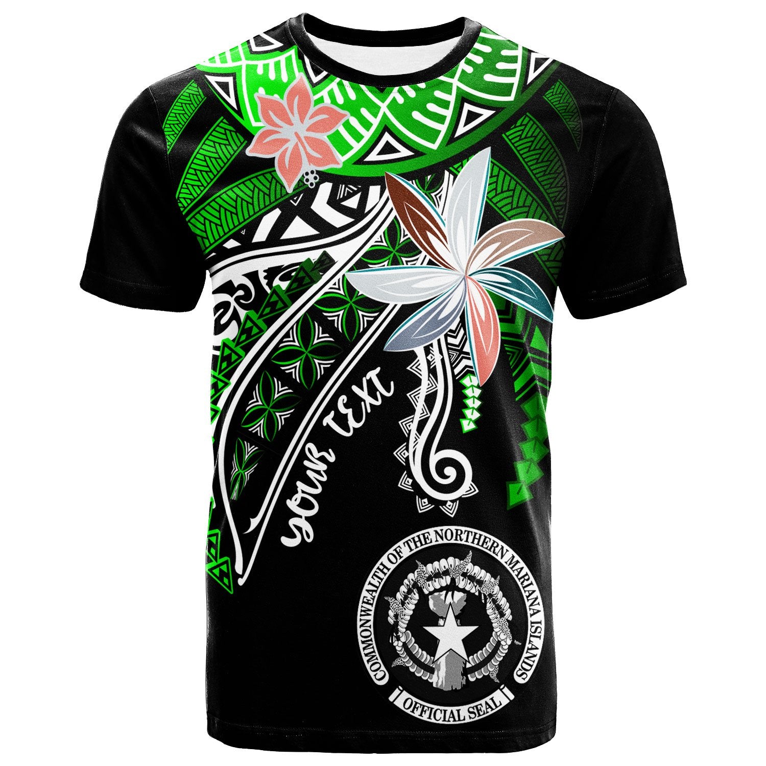 Northern Mariana Islands CustomT Shirt Fanciful Forest Green Color Unisex Green - Polynesian Pride