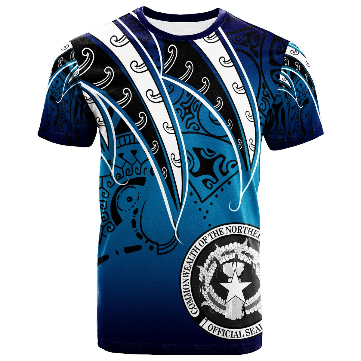 Northern Mariana Islands T Shirt Tropical Leaf Blue Gradient Style Unisex Blue - Polynesian Pride