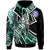 Northern Mariana Islands Zip up Hoodie Tribal Flower Special Pattern Green Color Unisex Green - Polynesian Pride