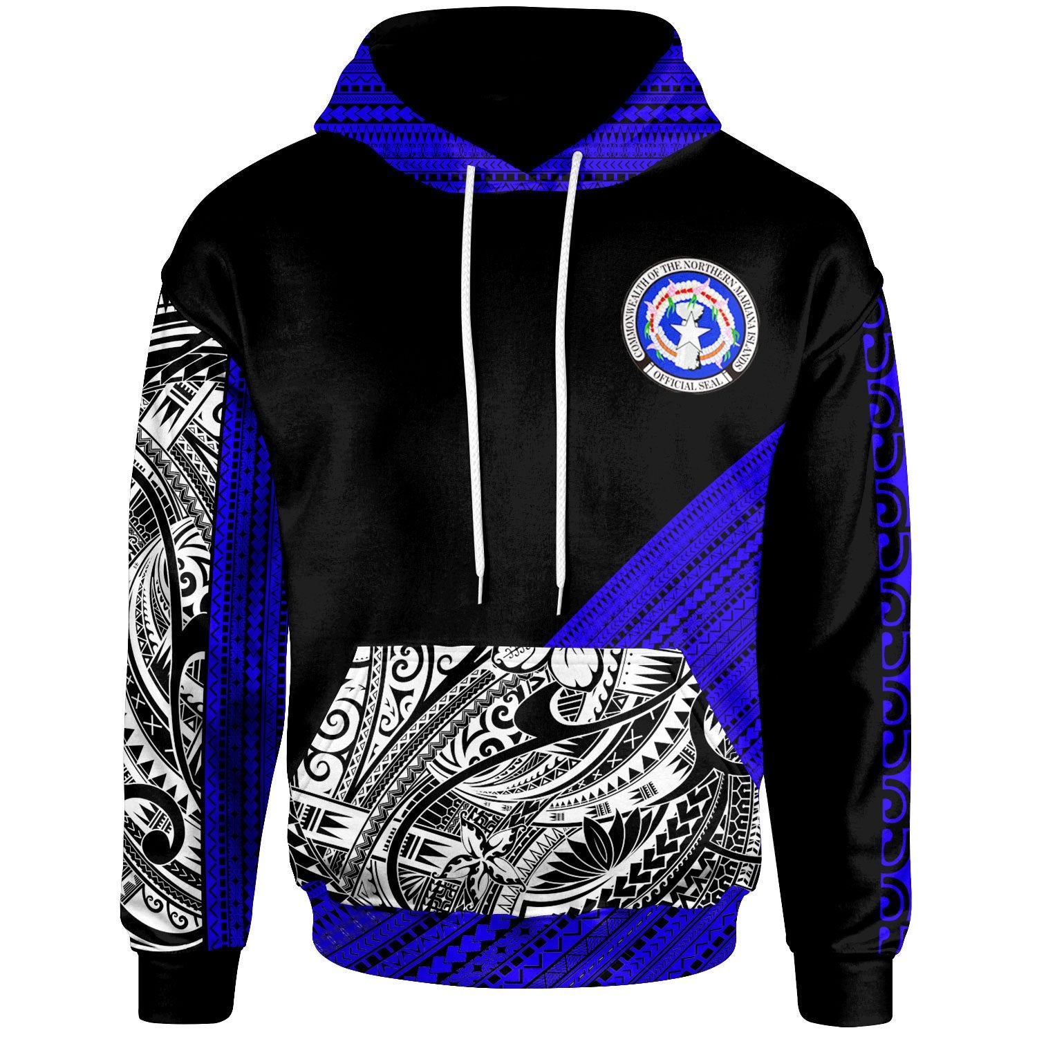 CNMI Custom Hoodie Diagonal Pattern Dark Blue Unisex Dark Blue - Polynesian Pride