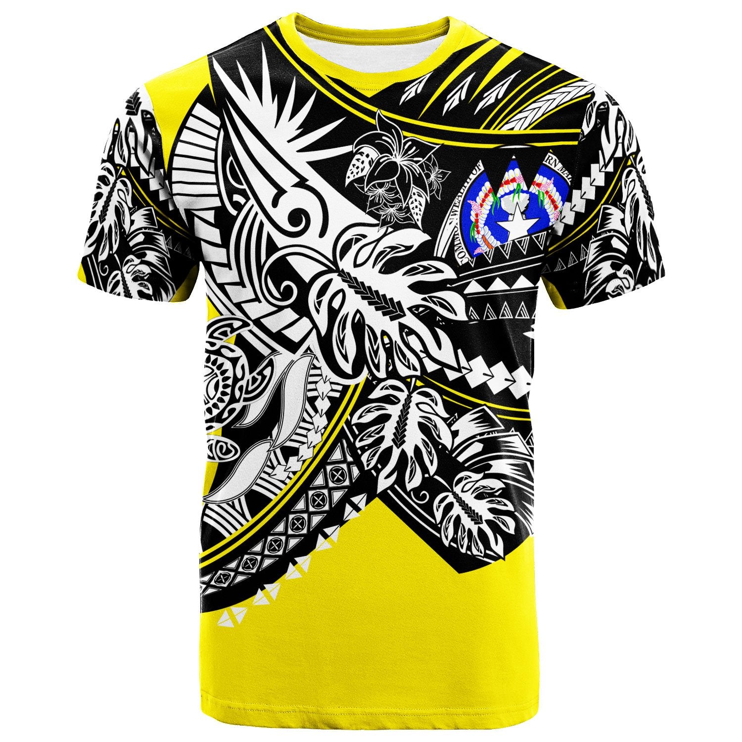 Northern Mariana Islands T Shirt Tribal Jungle Yellow Pattern Unisex Yellow - Polynesian Pride