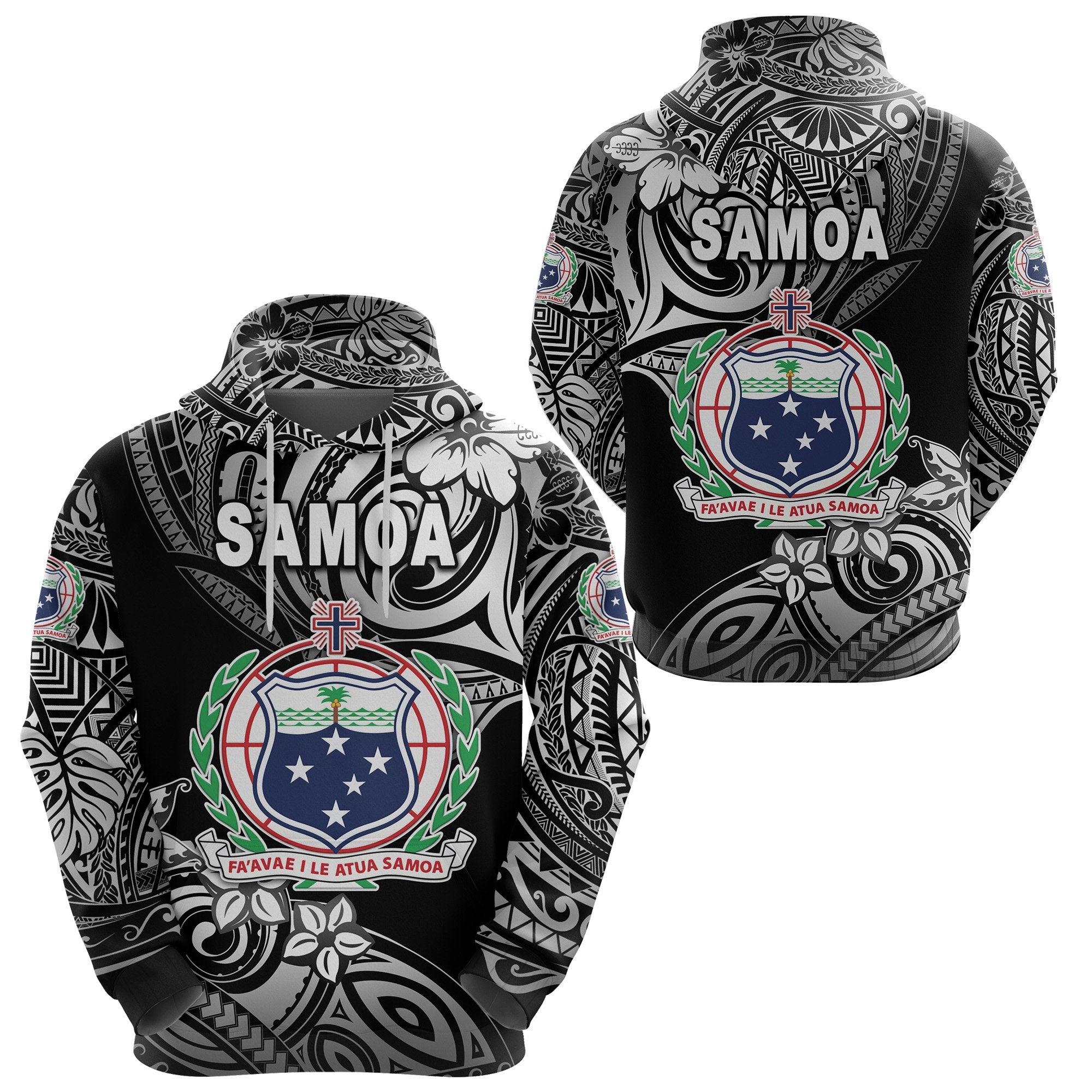 Manu Samoa Rugby Hoodie Unique Vibes Coat of Arms Black Unisex Black - Polynesian Pride