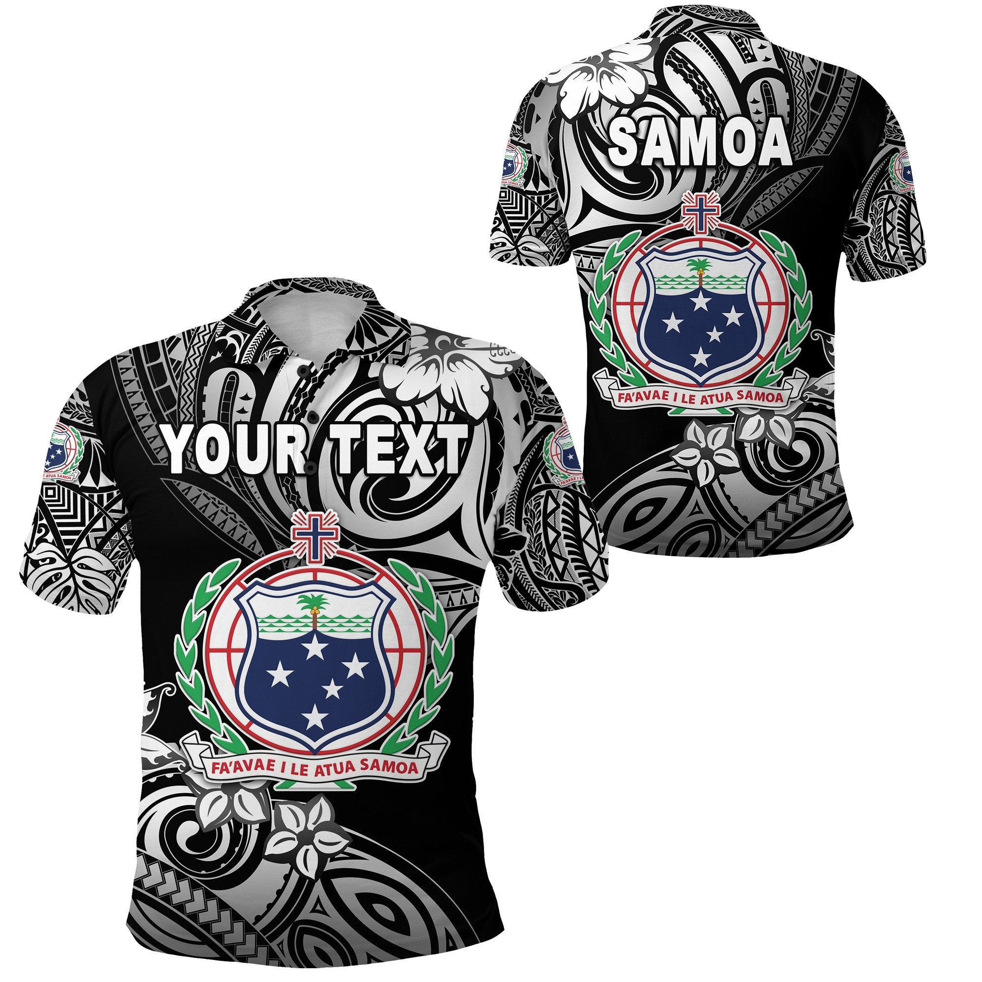 Custom Manu Samoa Rugby Polo Shirt Unique Vibes Coat Of Arms Black Unisex Black - Polynesian Pride