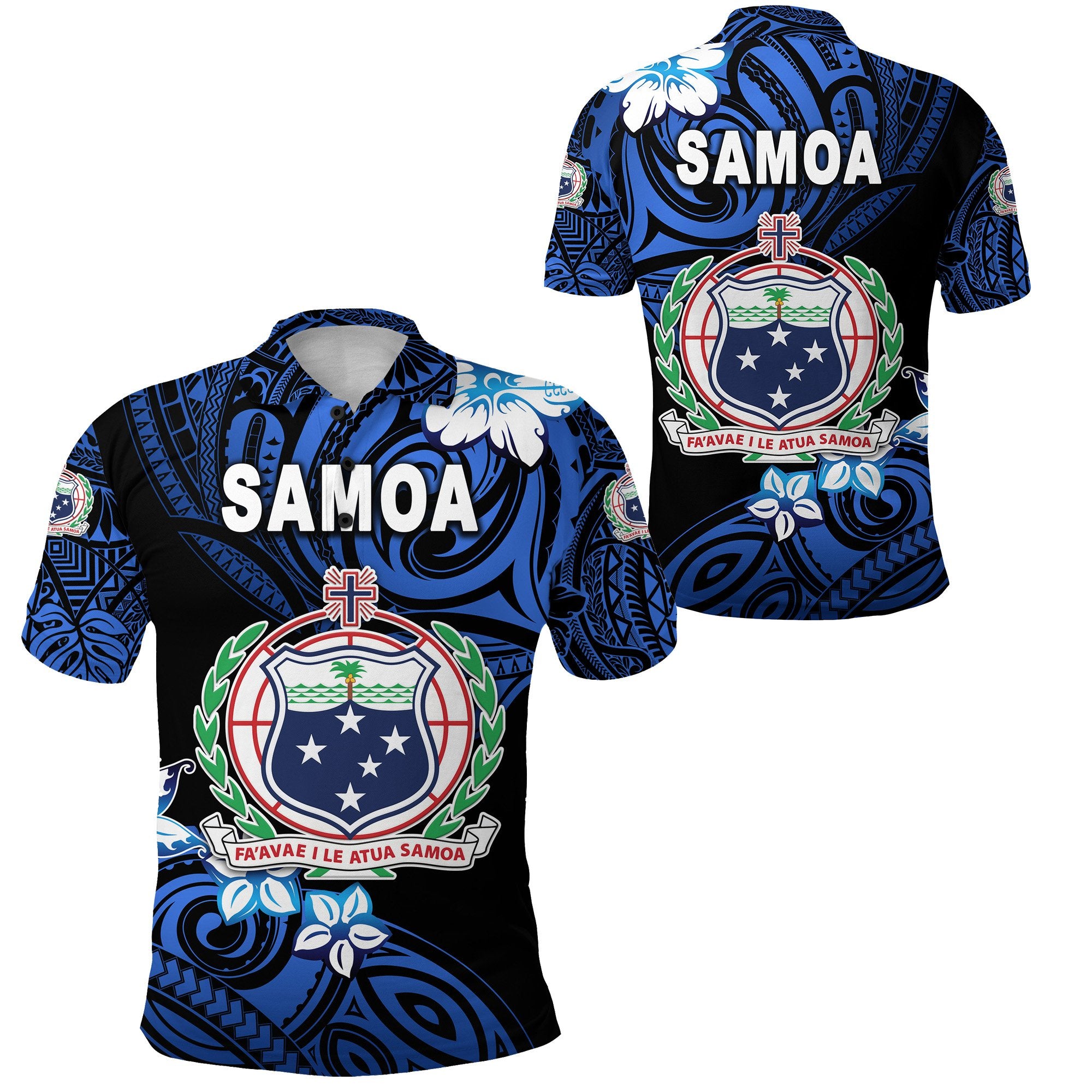 Manu Samoa Rugby Polo Shirt Unique Vibes Coat Of Arms Blue Unisex Blue - Polynesian Pride