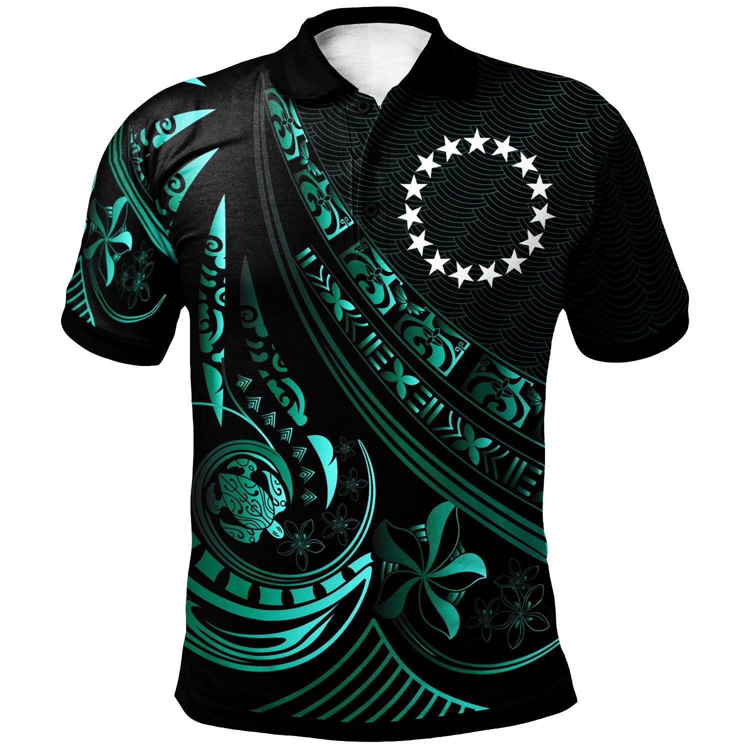 Cook Islands Polo Shirt The Flow Of The Ocean Green Unisex Green - Polynesian Pride