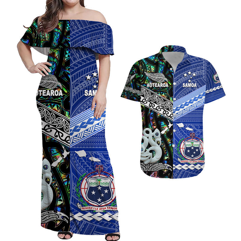 Custom Polynesian Matching Hawaiian Shirt and Dress Samoa New Zealand Together Paua Shell LT8 Blue - Polynesian Pride