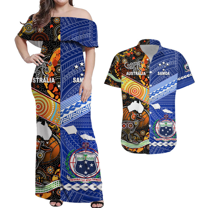 Custom Polynesian Aboriginal Matching Hawaiian Shirt and Dress Samoa Australia Together LT8 Blue - Polynesian Pride