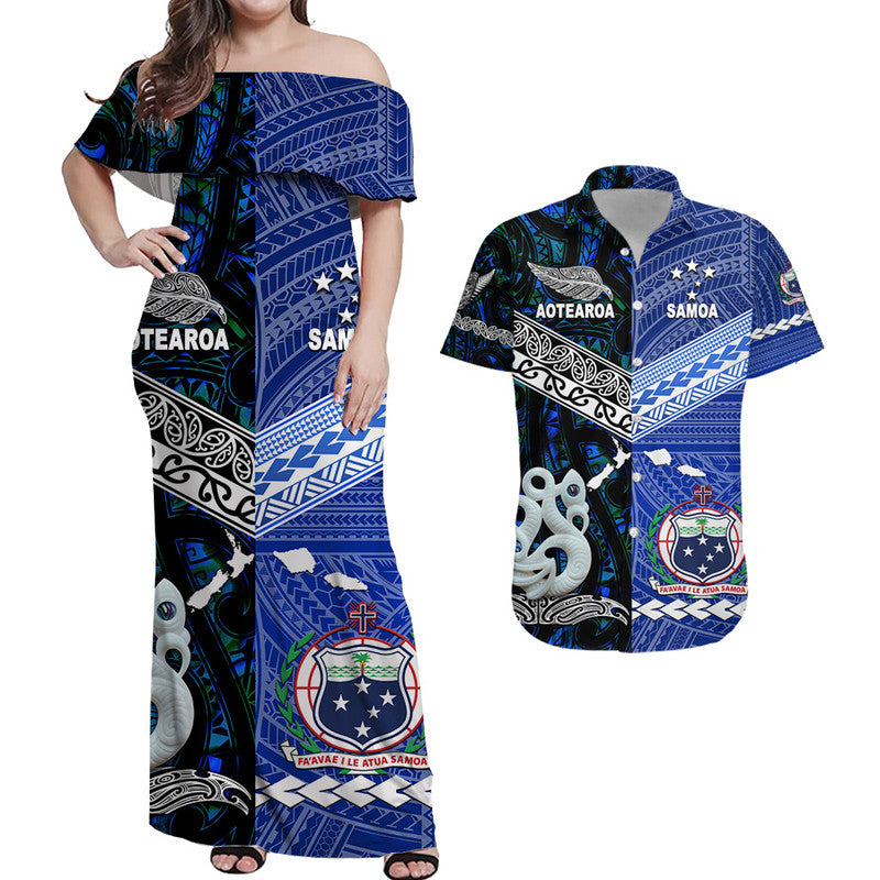 Polynesian Matching Hawaiian Shirt and Dress Samoa New Zealand Together Blue LT8 Blue - Polynesian Pride