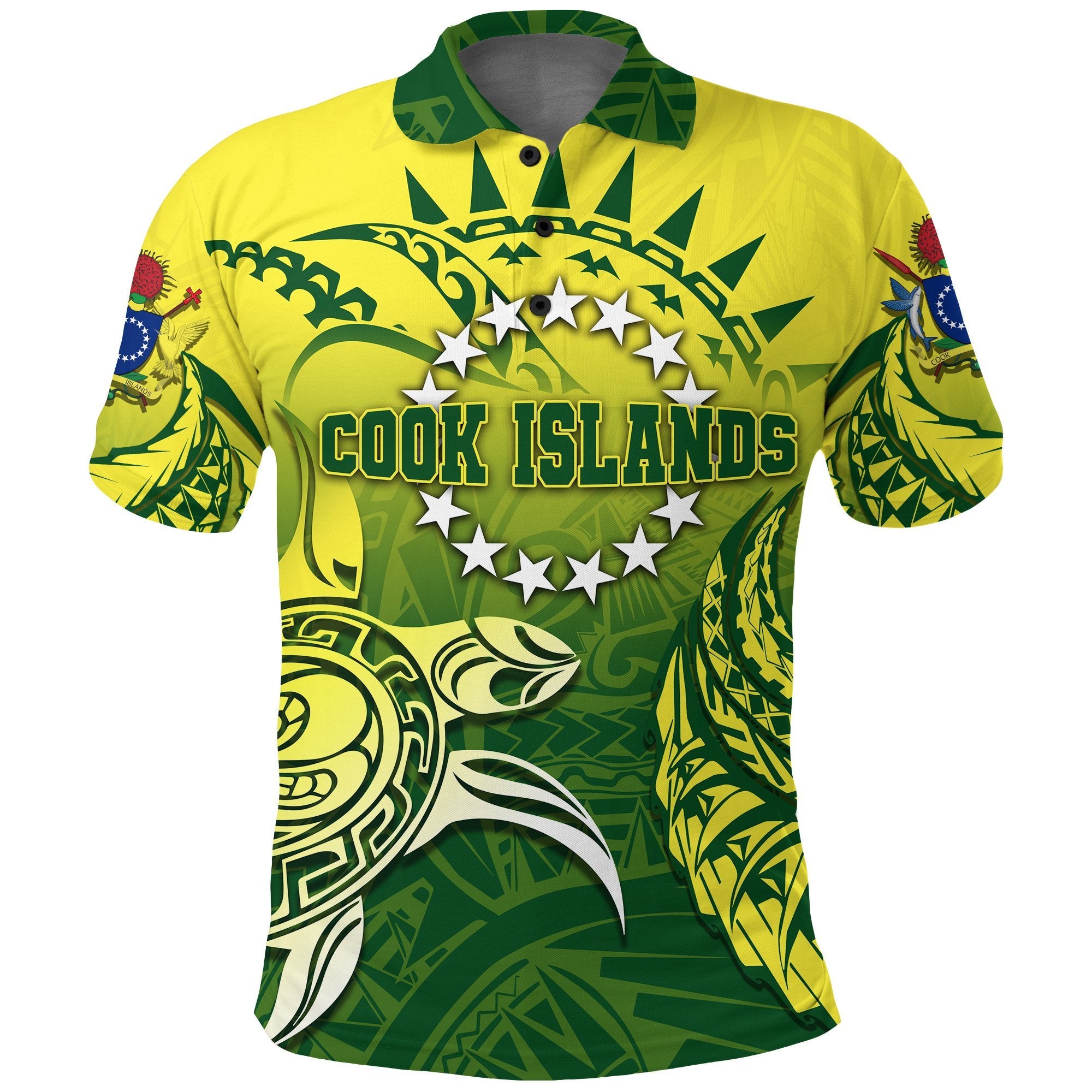 Cook Islands Polo Shirt, Kuki Arirani Turtle Polynesian Golf Shirt Unisex Black - Polynesian Pride