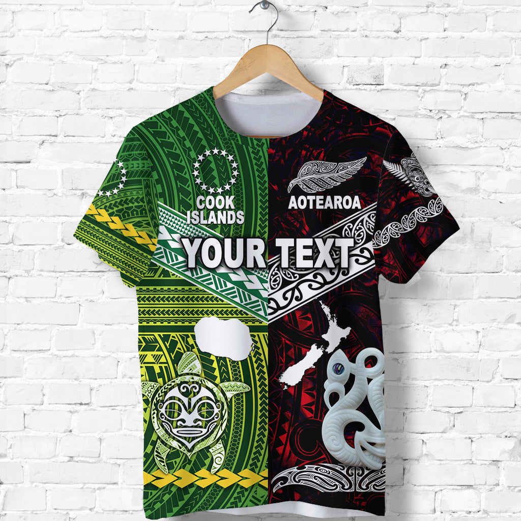 Custom New Zealand Maori Aotearoa T Shirt Cook Islands Together Red LT8 - Polynesian Pride