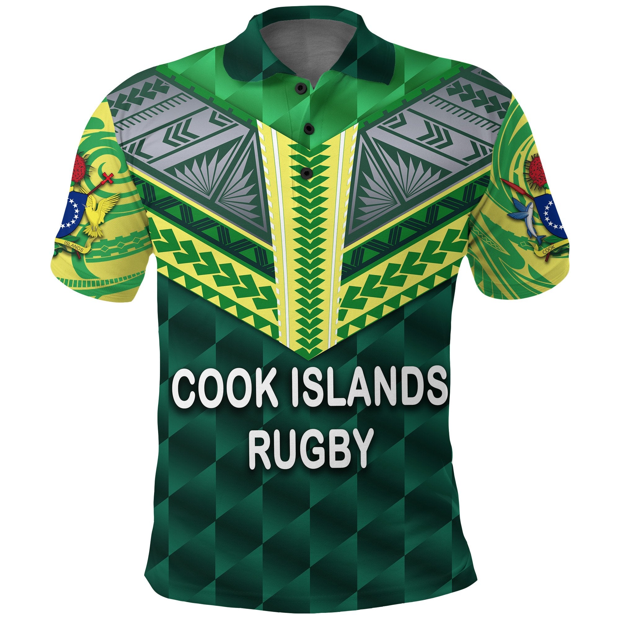 Cook Islands Rugby Polo Shirt Unisex Green - Polynesian Pride