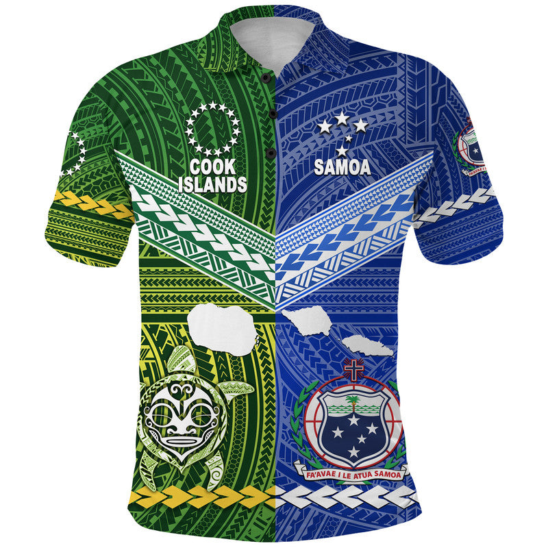 Custom Samoa Cook Islands Polo Shirt Together LT8 Blue - Polynesian Pride