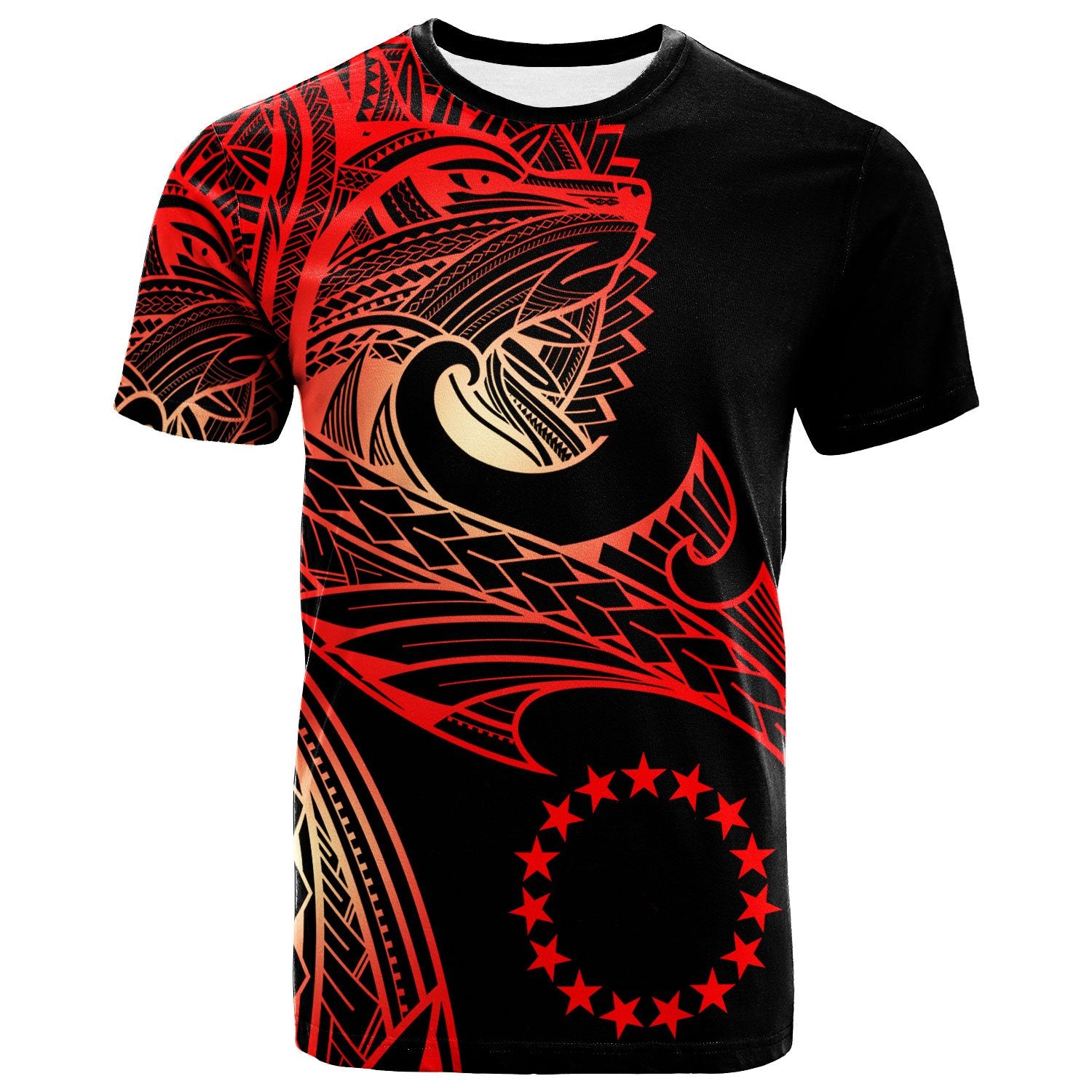 Cook Islands T Shirt Leader Wolf Is You Red Gradient Color Unisex Black - Polynesian Pride