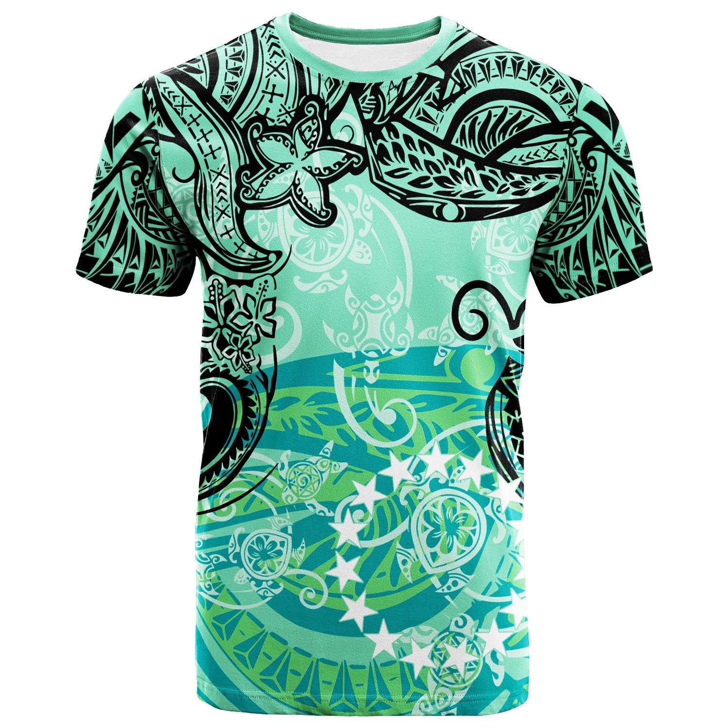 Cook Islands T Shirt Vintage Floral Pattern Green Color Unisex Green - Polynesian Pride