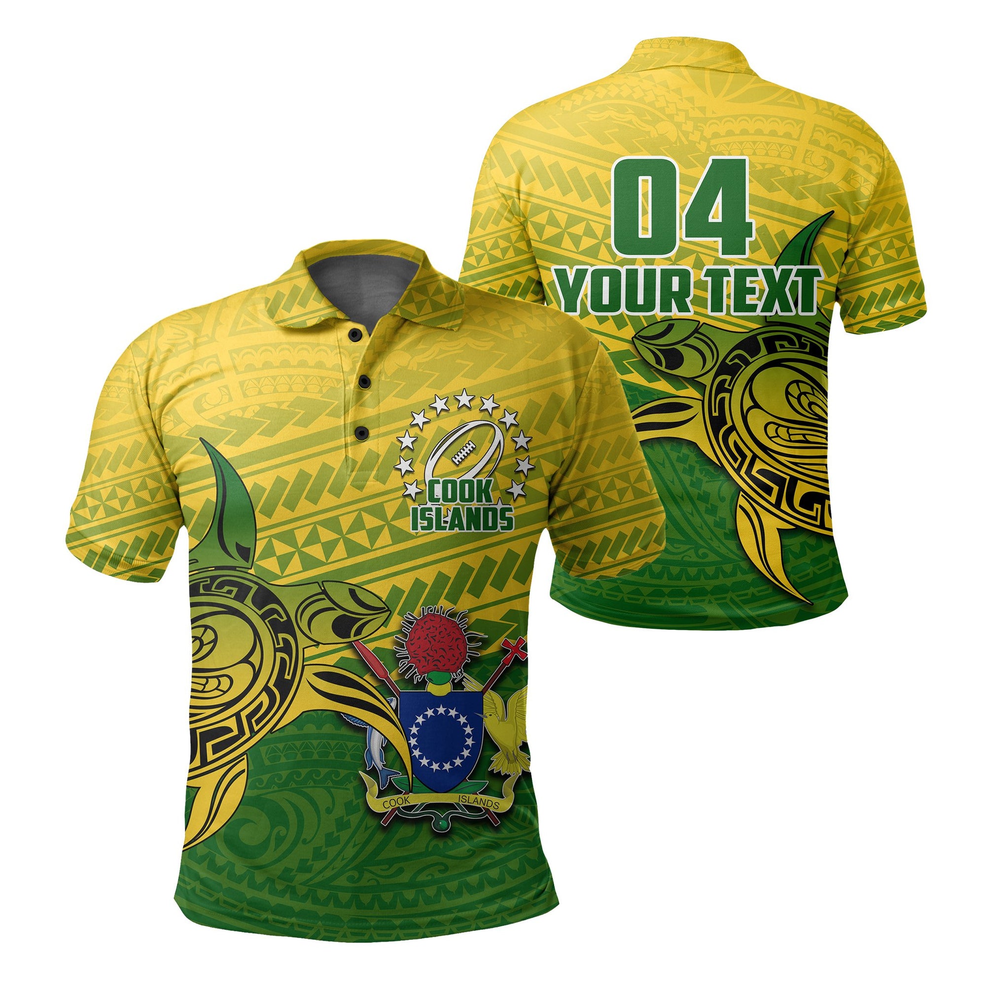 Custom Cook islands Rugby Turtle Polynesian Polo Shirt Unisex Green - Polynesian Pride