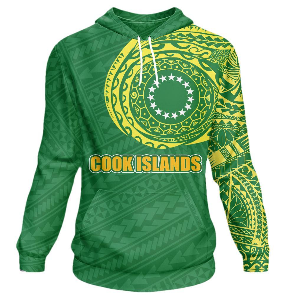 Cook Islands: Love A Little Paradise Tatoo Style Hoodie Unisex Green - Polynesian Pride