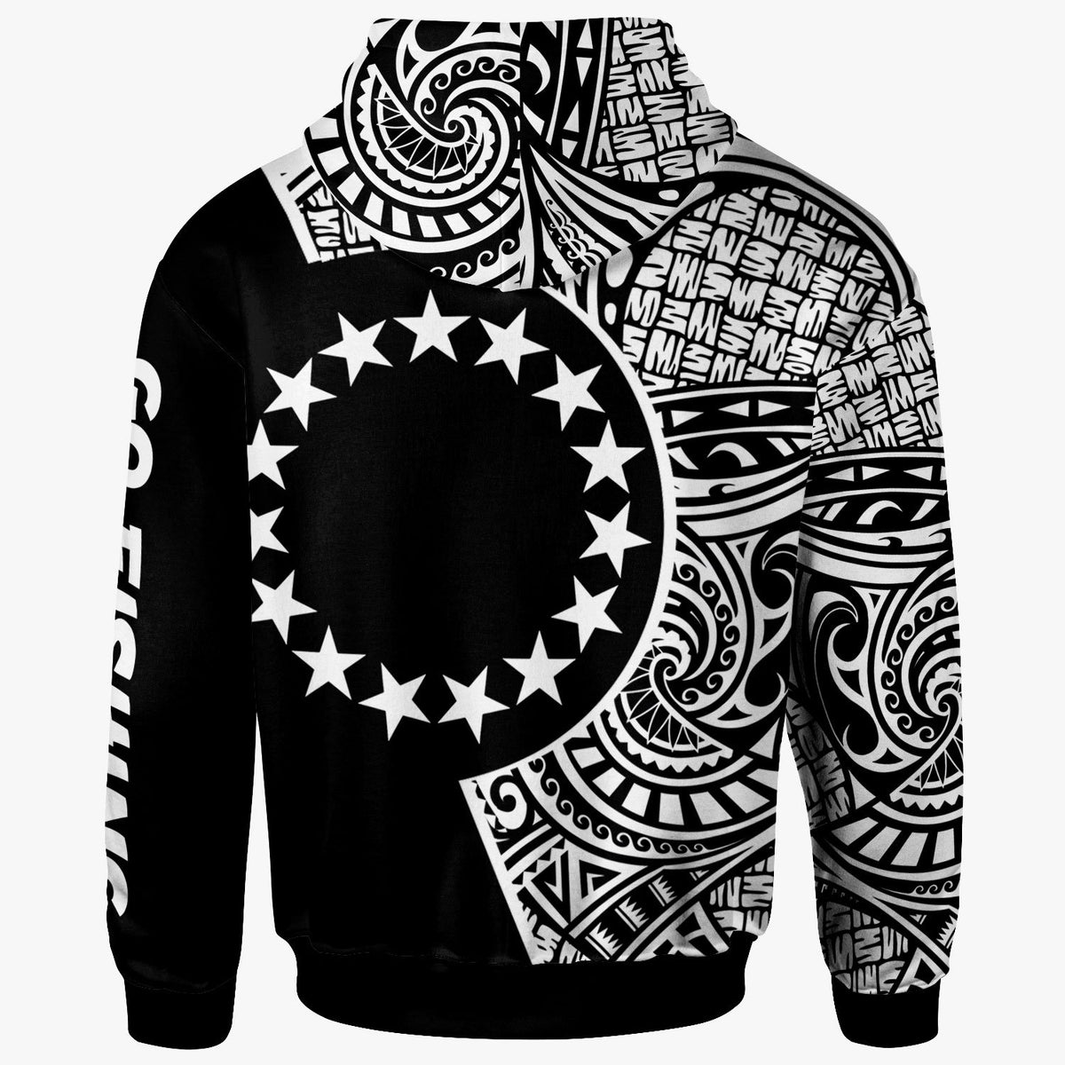 Cook Islands Hoodie Hook Tattoo Black Color - Polynesian Pride