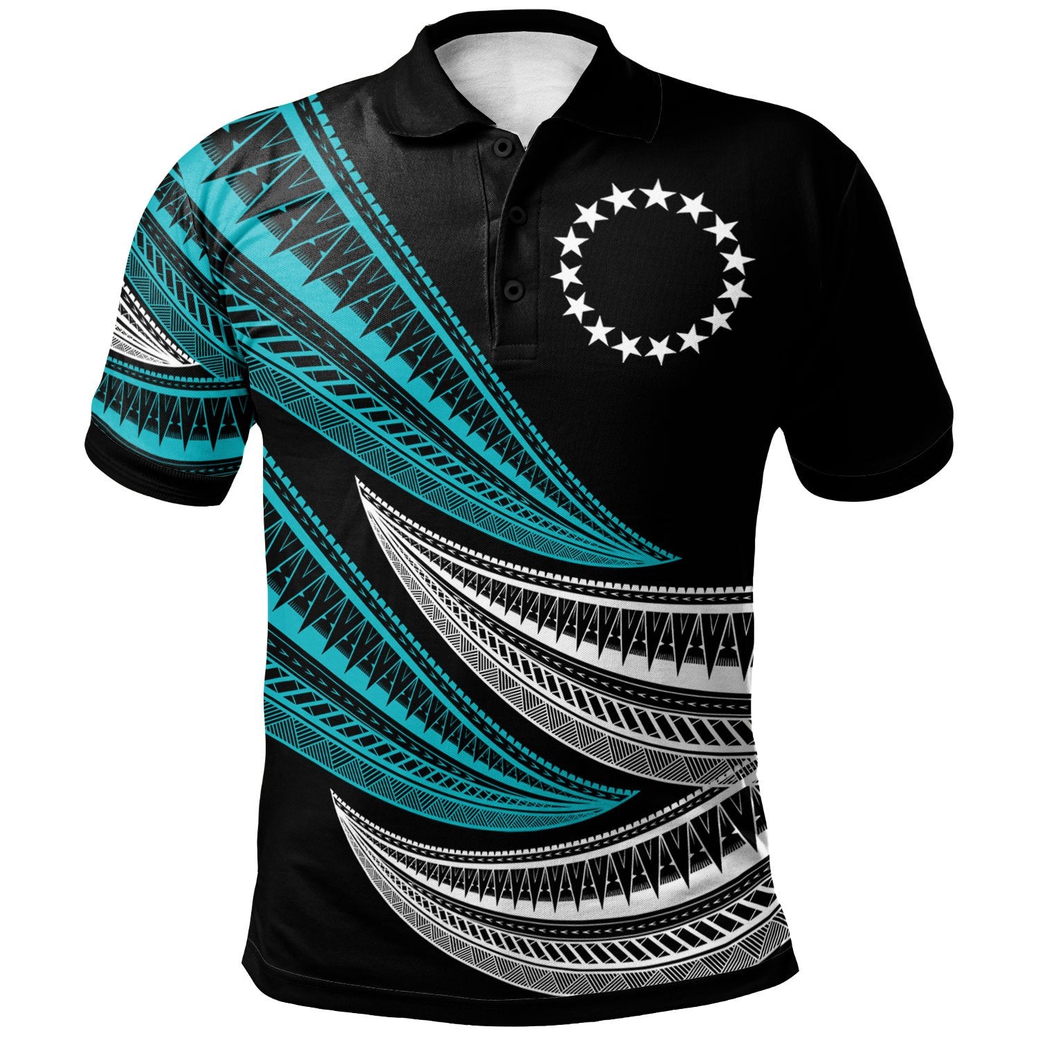 Cook Islands Custom Polo Shirt Wave Pattern Alternating Blue Color Unisex Blue - Polynesian Pride