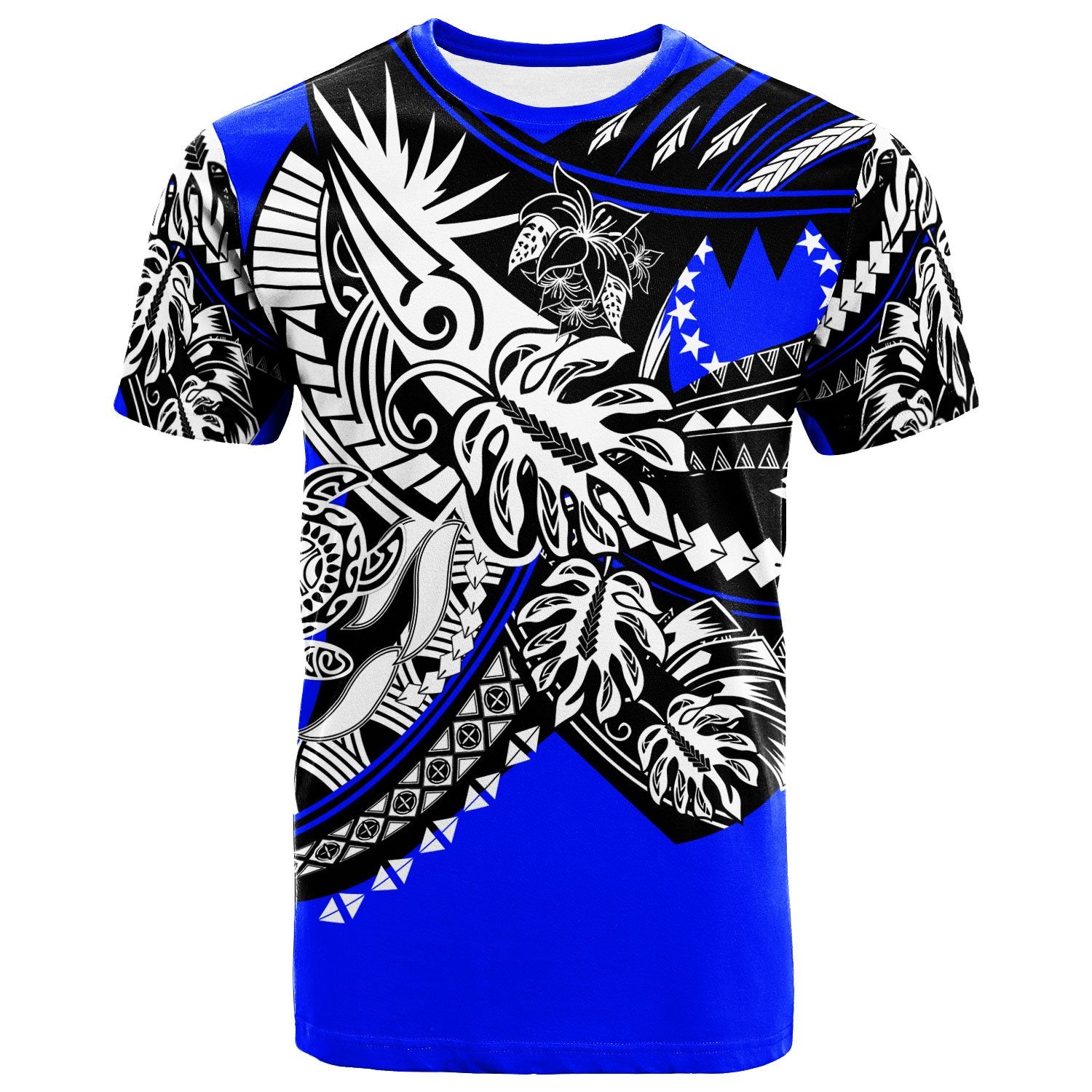 Cook Islands T Shirt Tribal Jungle Blue Pattern Unisex Blue - Polynesian Pride