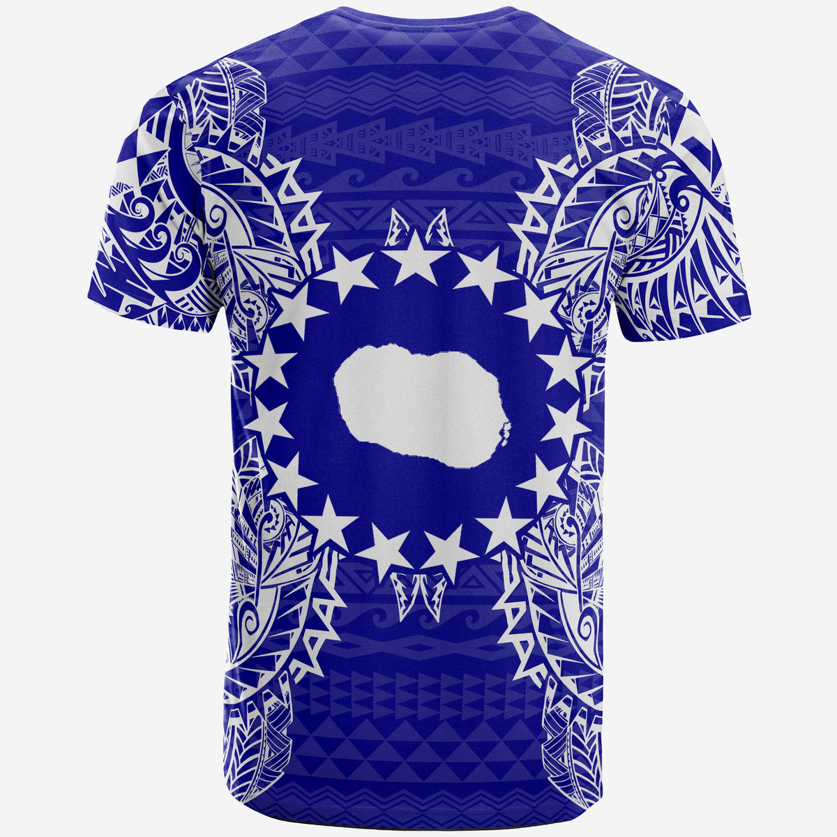 Cook Islands Polynesian T Shirt Cook Islands Flag Map Polynesian Tattoo Blue - Polynesian Pride