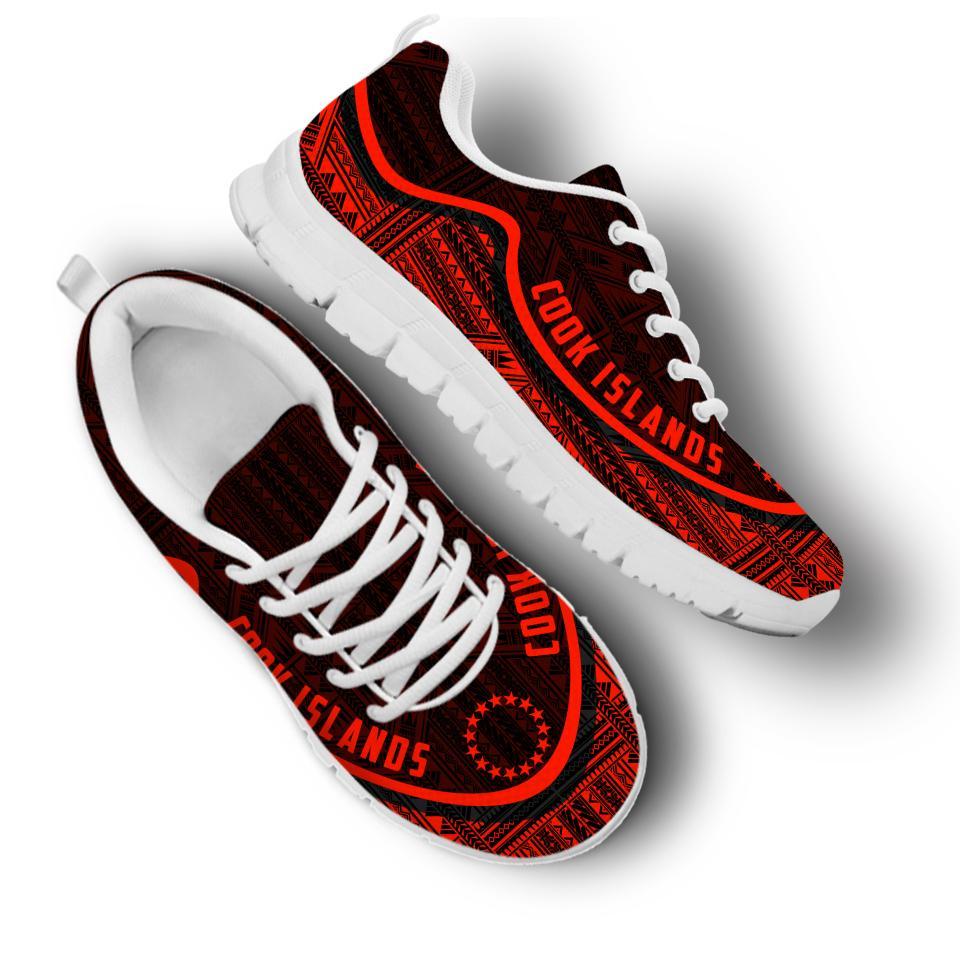 Cook Islands Wave Sneakers - Polynesian Pattern Red Color - Polynesian Pride