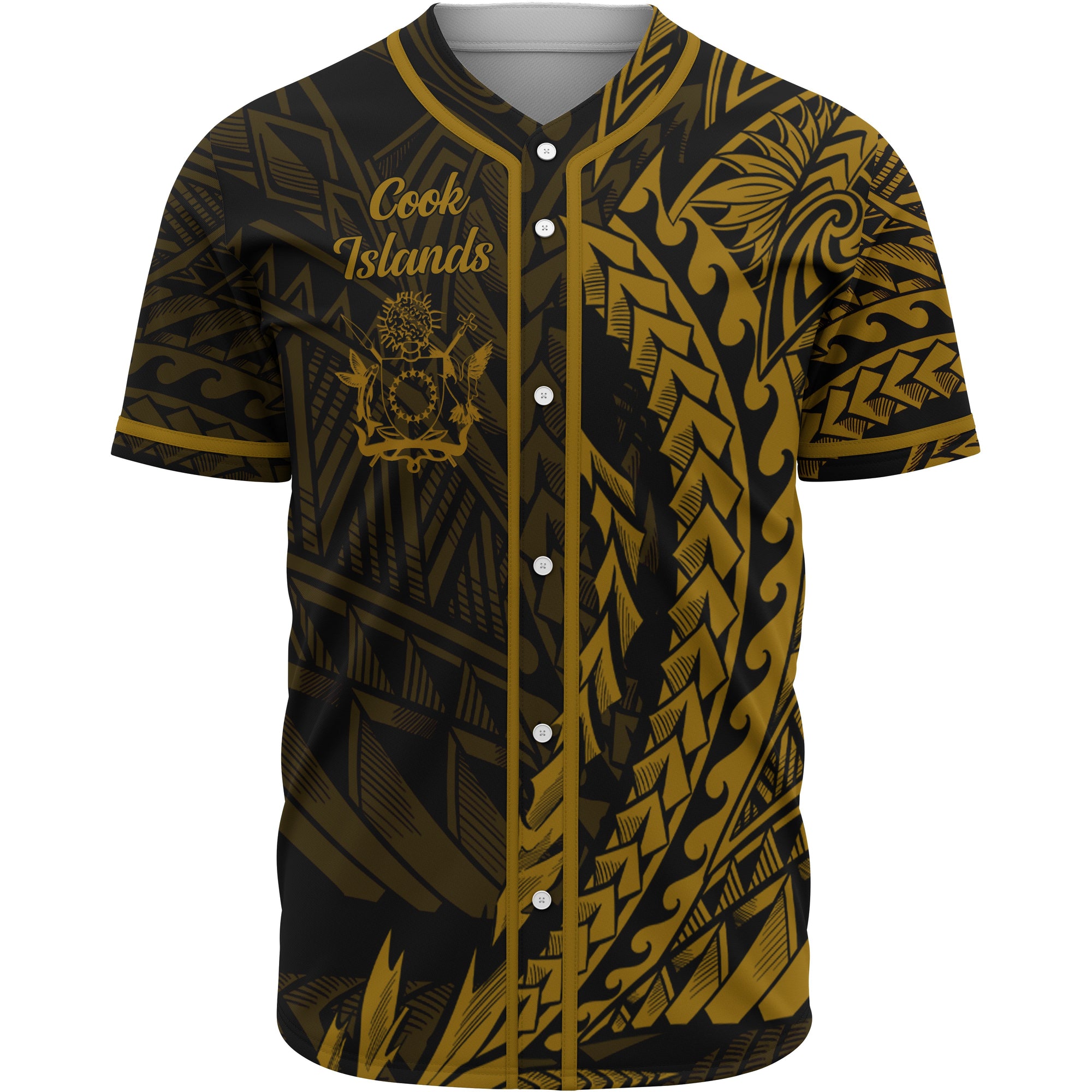 Cook Islands Baseball Shirt - Wings Style Unisex Gold - Polynesian Pride