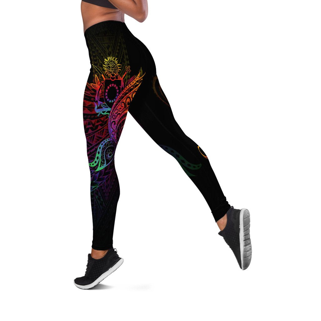 Cook Islands Leggings - Butterfly Polynesian Style Black - Polynesian Pride