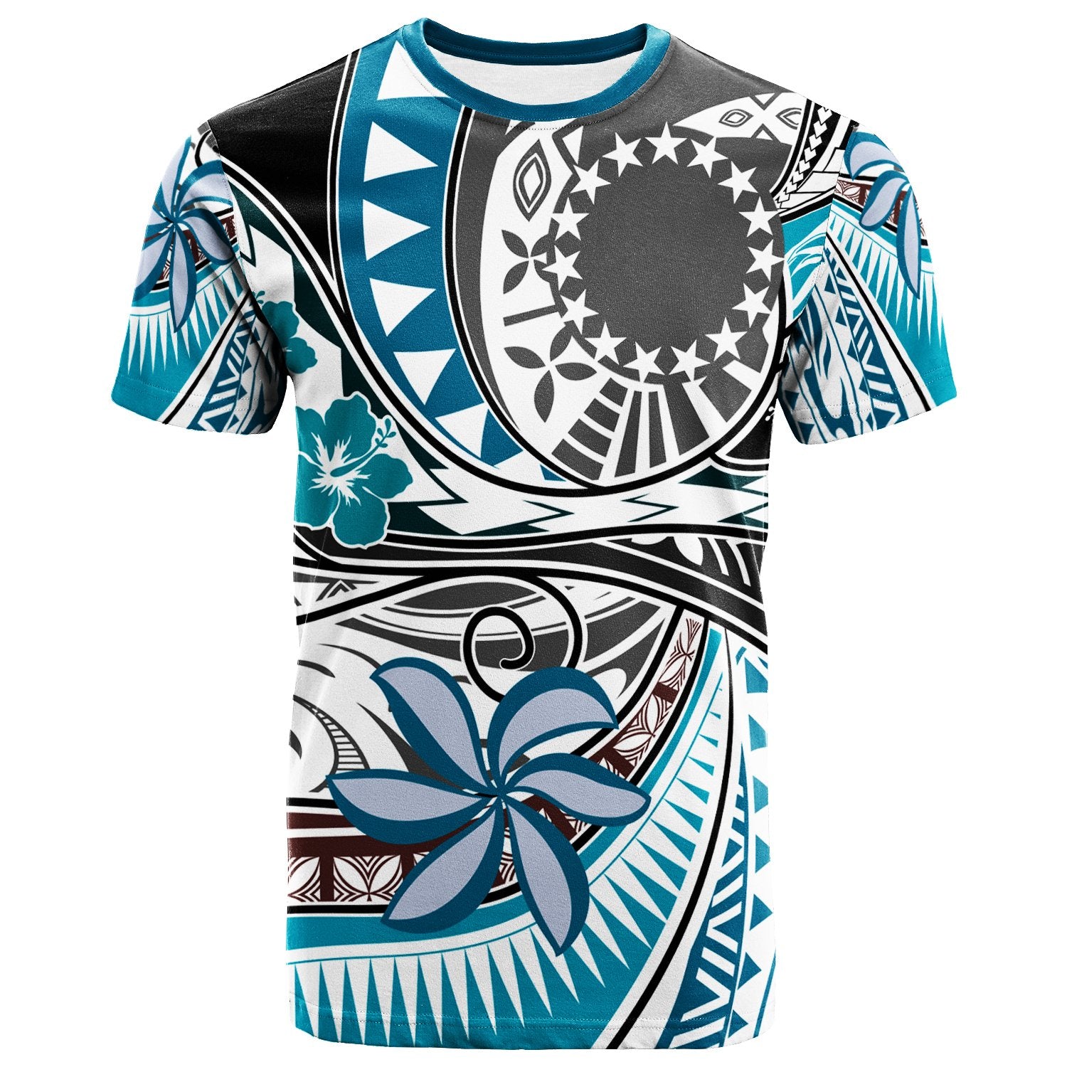 Cook Islands Polynesian T Shirt Flower and Flow Unisex BLUE - Polynesian Pride