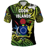 Custom Cook Islands Rugby Polo Shirt Unique Vibes Coat Of Arms Green, Custom Text and Number Unisex Green - Polynesian Pride