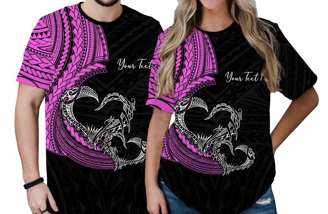 Custom Polynesian Valentine T Shirt Heart Tattoo Pink Style LT6 - Polynesian Pride