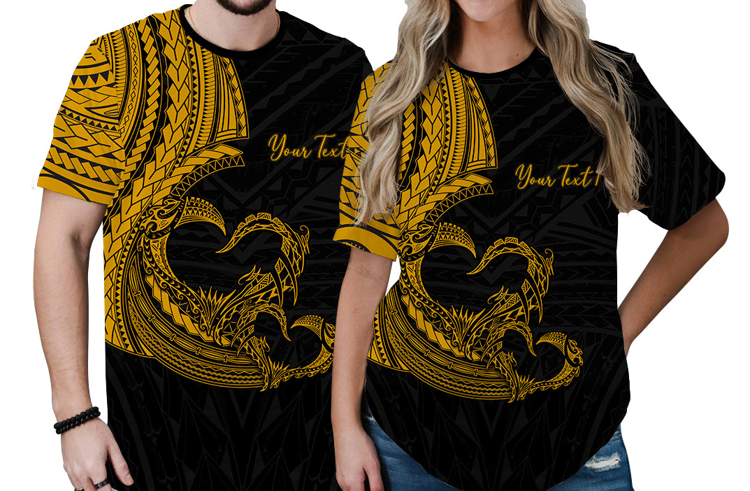 Custom Polynesian Valentine T Shirt Heart Tattoo Gold Style LT6 - Polynesian Pride