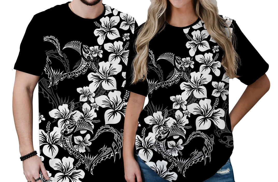 Polynesian Valentine T Shirt Hibiscus Flowers White Style LT6 - Polynesian Pride