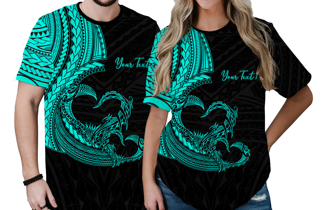 Custom Polynesian Valentine T Shirt Heart Tattoo Green Style LT6 No Men - Polynesian Pride