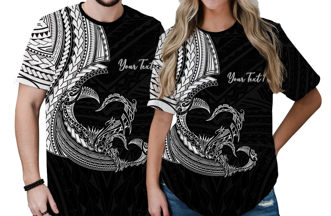 Custom Polynesian Valentine T Shirt Heart Tattoo White Style LT6 - Polynesian Pride