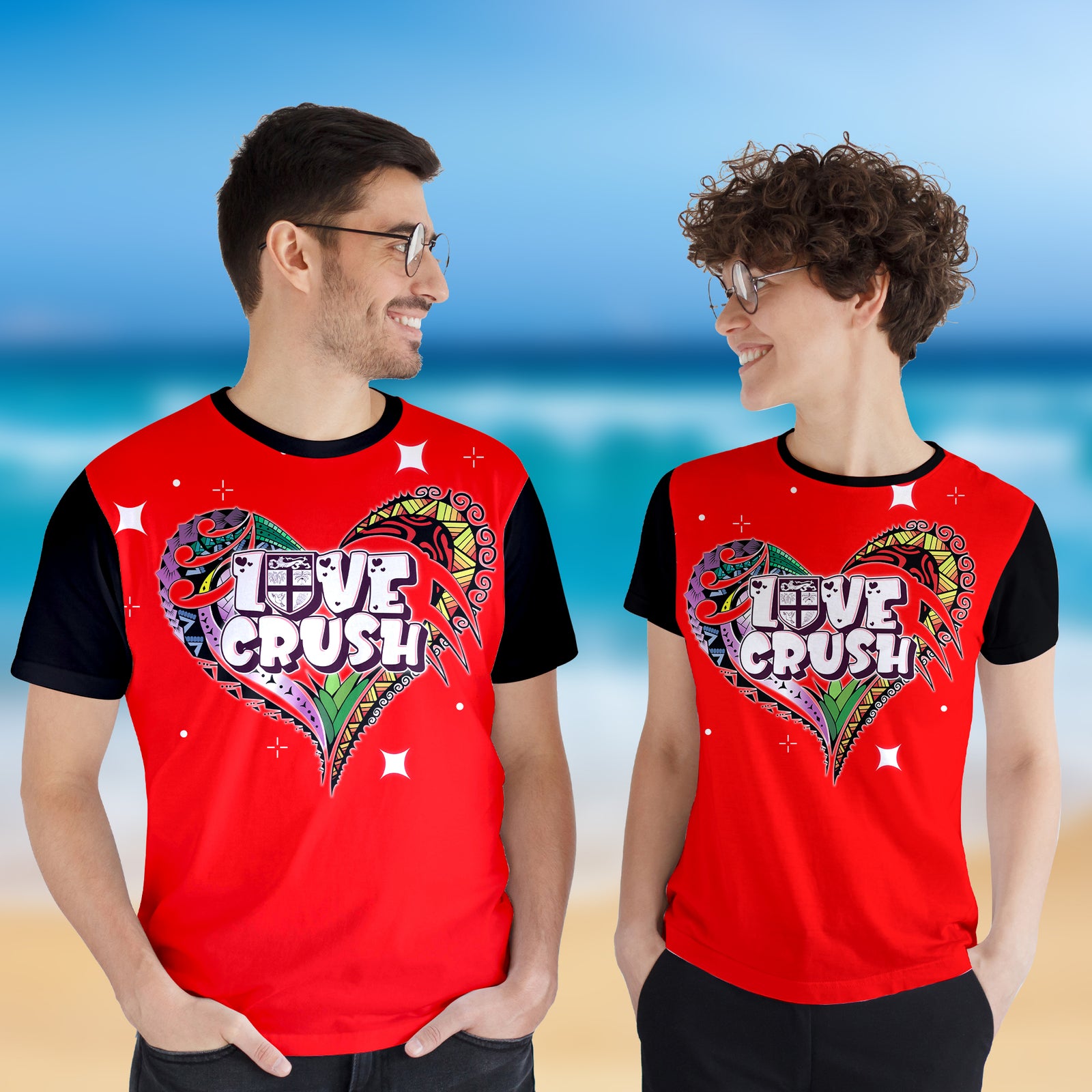 Fiji Valentine Couple Heart T Shirt LT2 6XL - Polynesian Pride