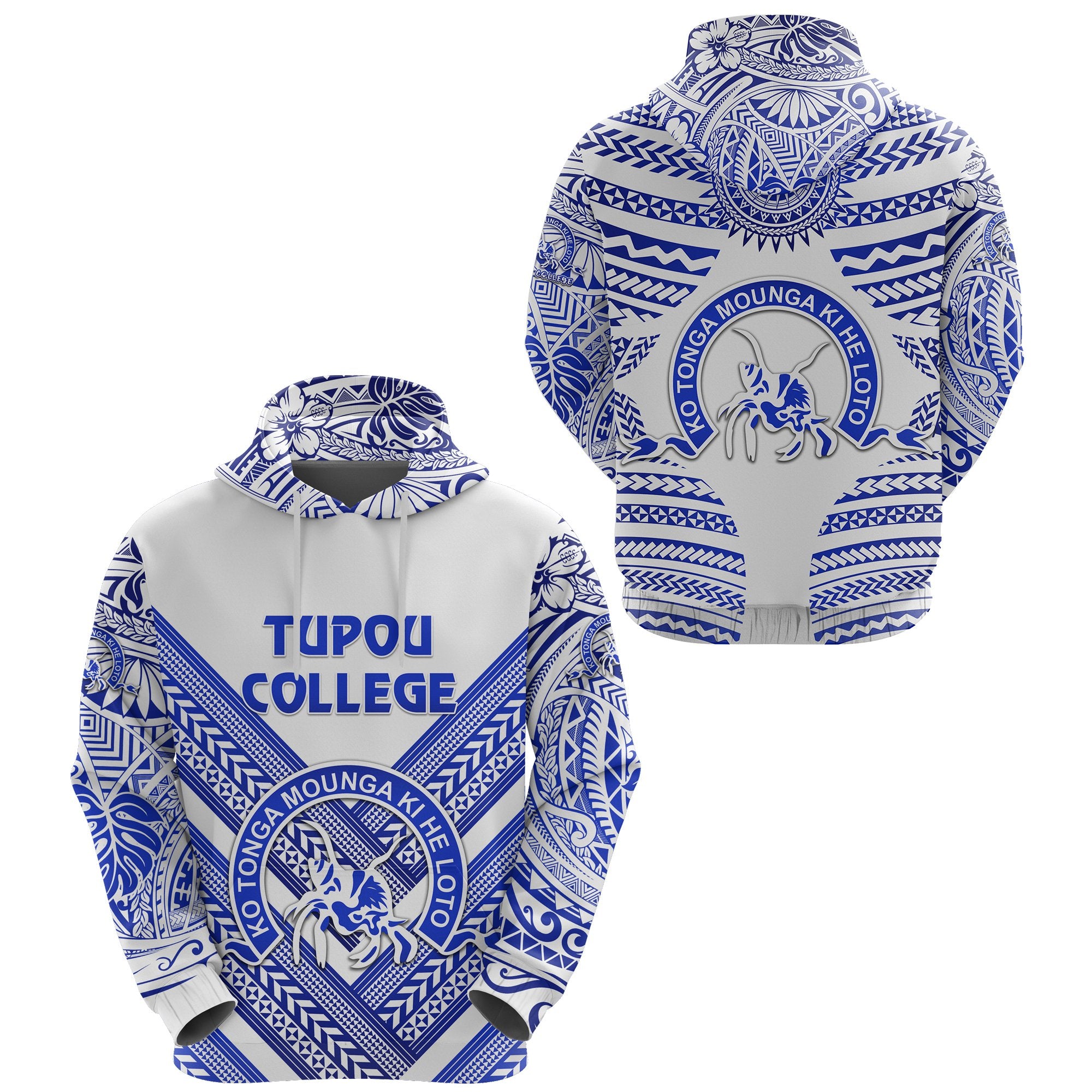 Kolisi Ko Tupou College Tonga Hoodie Creative Style White Unisex Blue - Polynesian Pride