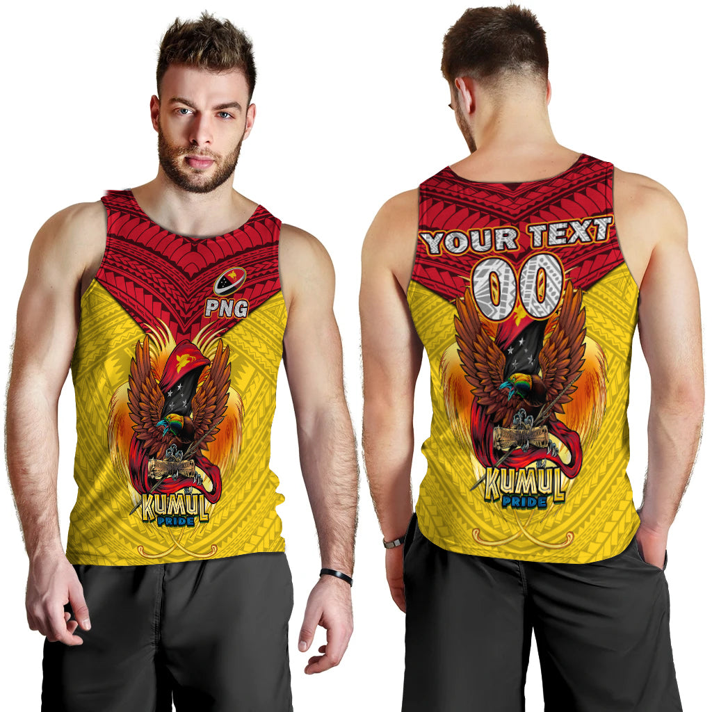 (Custom Personalised) Papua New Guinea Rugby Kumul Pride Men Tank Top - LT2 YELLOW - Polynesian Pride