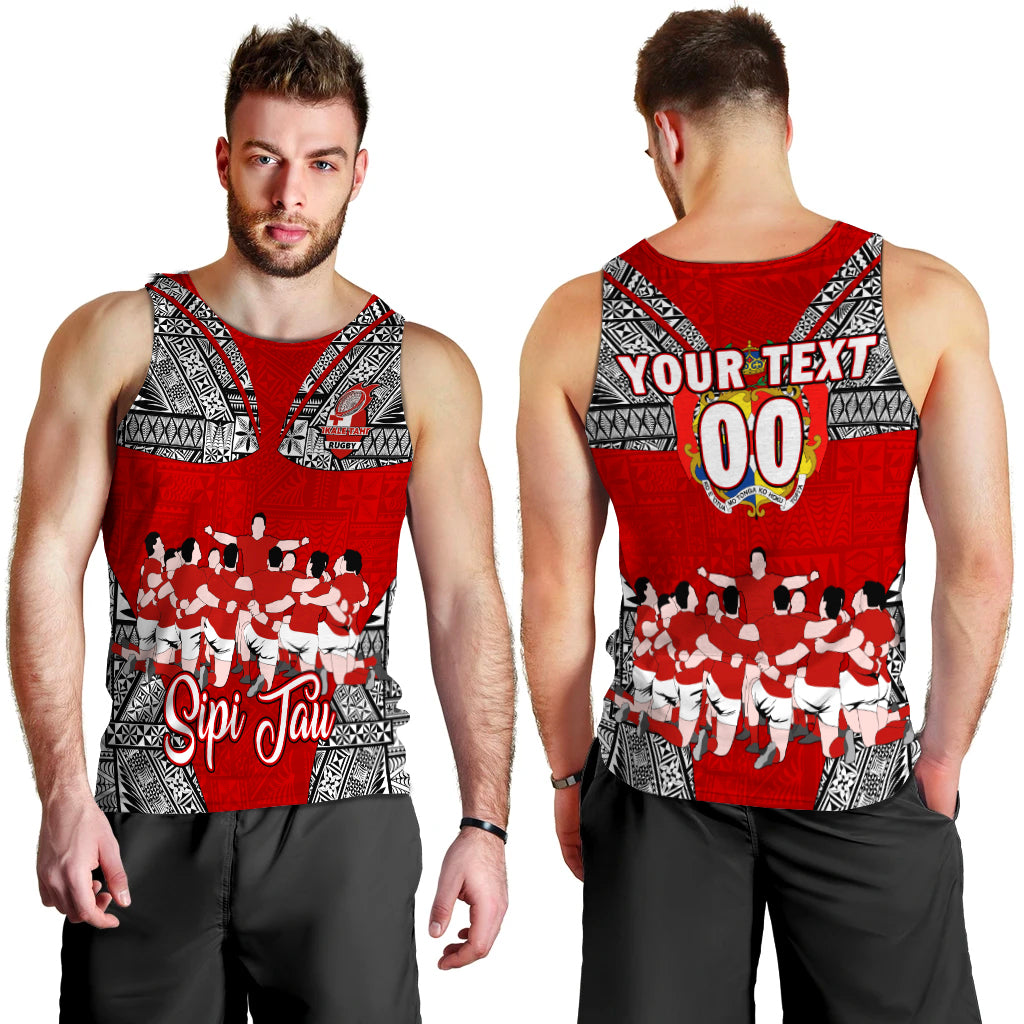 (Custom Personalised) Tonga Rugby Ikale Tahi Sipi Tau Men Tank Top - LT2 RED - Polynesian Pride