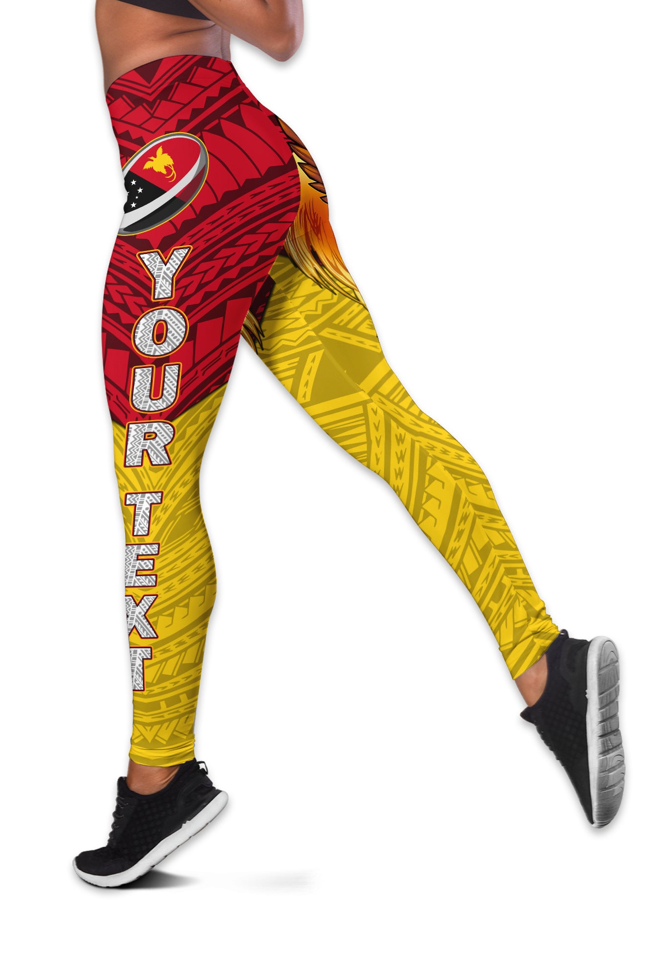 (Custom Personalised) Papua New Guinea Rugby Kumul Pride Women Legging - LT2 Yellow - Polynesian Pride